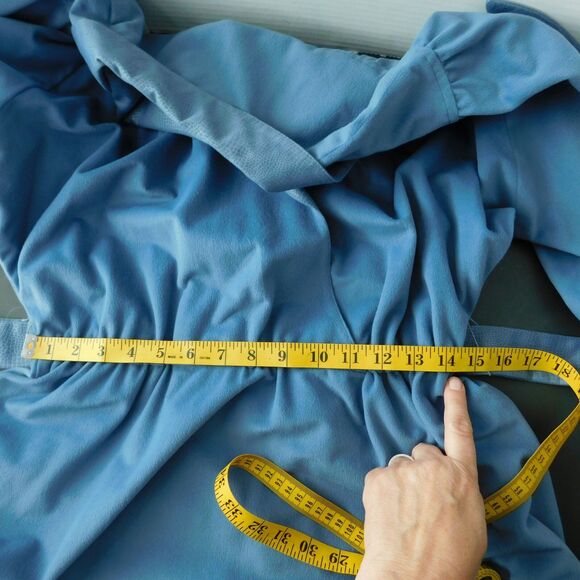 Vintage 70s Greentree by Walden 14 Blue Brushed Polyester Belted E/W Dress MINT - Picture 9 of 10